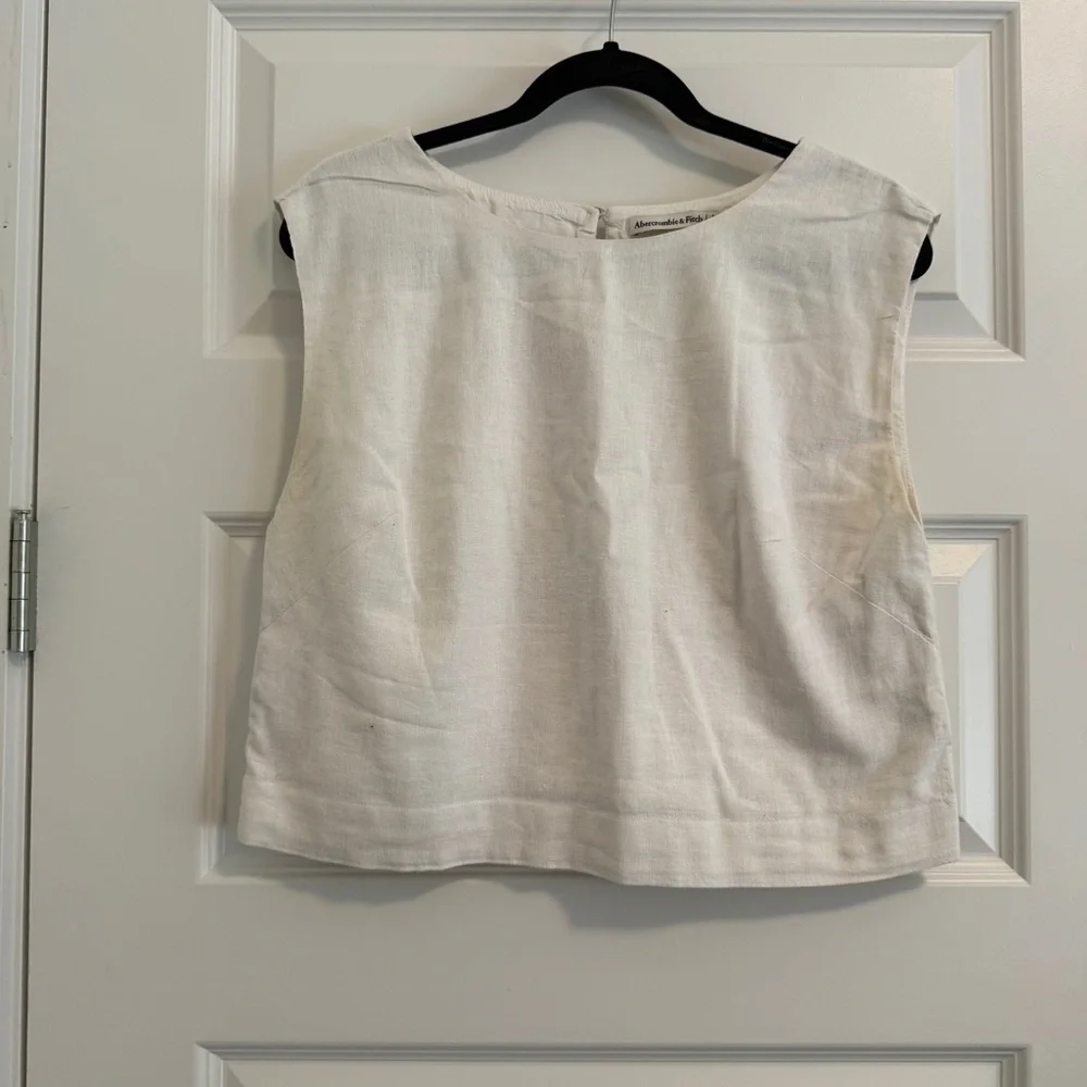 Abercrombie & Fitch White Sleeveless Linen Top - Picture 1 of 6